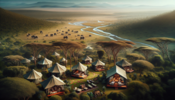 "alt_text": "Luxurious safari tents with views of African wildlife and scenic landscapes."