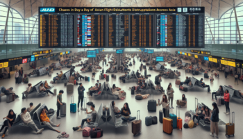 alt_text: "Airline turbulence disrupts flights in Asia, passengers face delays and cancellations."