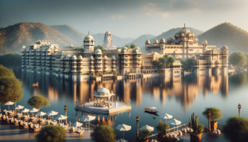 **alt_text**: "US newsstand blends into a Rajasthan palace's luxurious ambiance with regal decor."