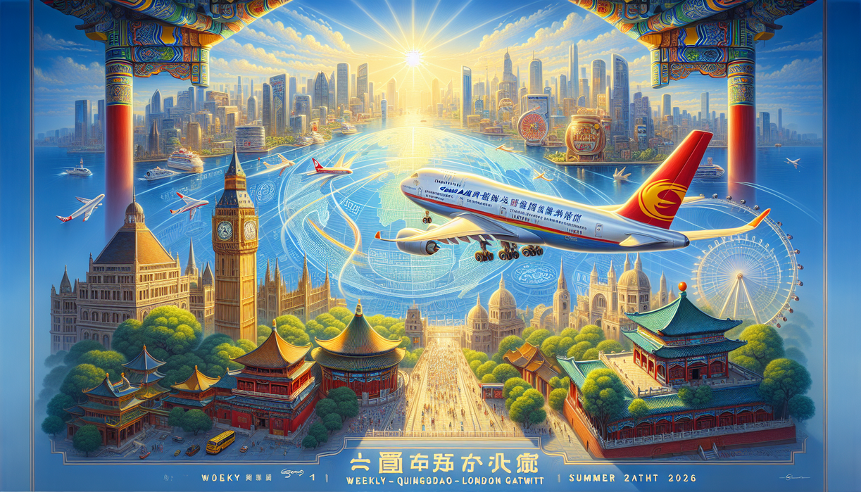 alt_text: "Qingdao to London flight launches as featured in Airlines News of China."