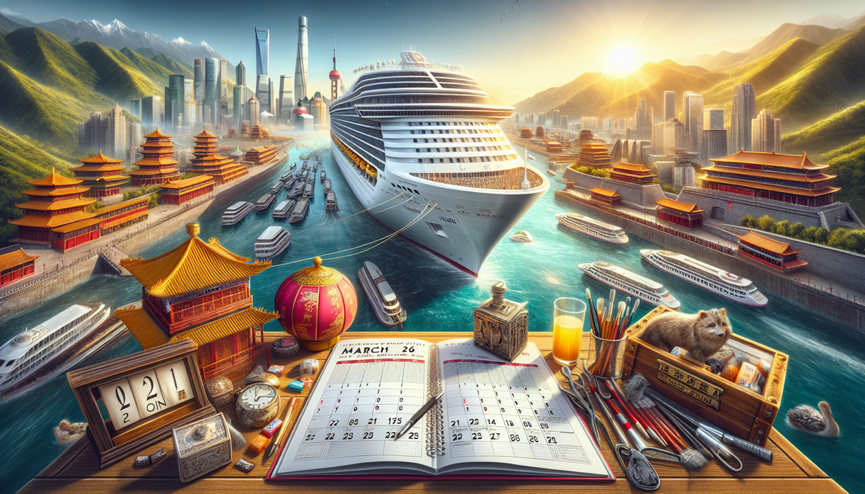 alt_text: Cruise ship sails under sunset, showcasing China Vision's latest maritime innovation, New Horizon.