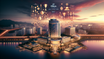 alt_text: Hilton Kota Kinabalu, a symbol of refined luxury in Sabah, stands majestically against the skyline.