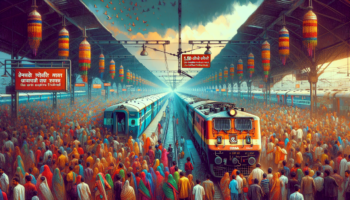 alt_text: Festive trains in India enhance holiday journeys with vibrant decorations and joyful vibes.