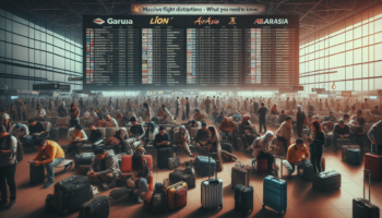 alt_text: Airplanes circling above Indonesia as travelers face delays and disruptions in flight schedules.