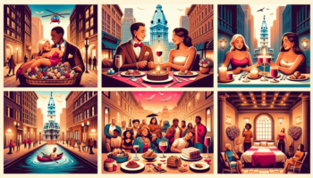 alt_text: Cozy couple skating at an ice rink in Philadelphia, surrounded by winter city lights.