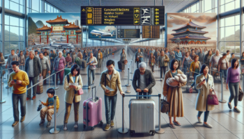 alt_text: Spring Airlines planes grounded at a crowded Chinese airport amid travel disruptions.