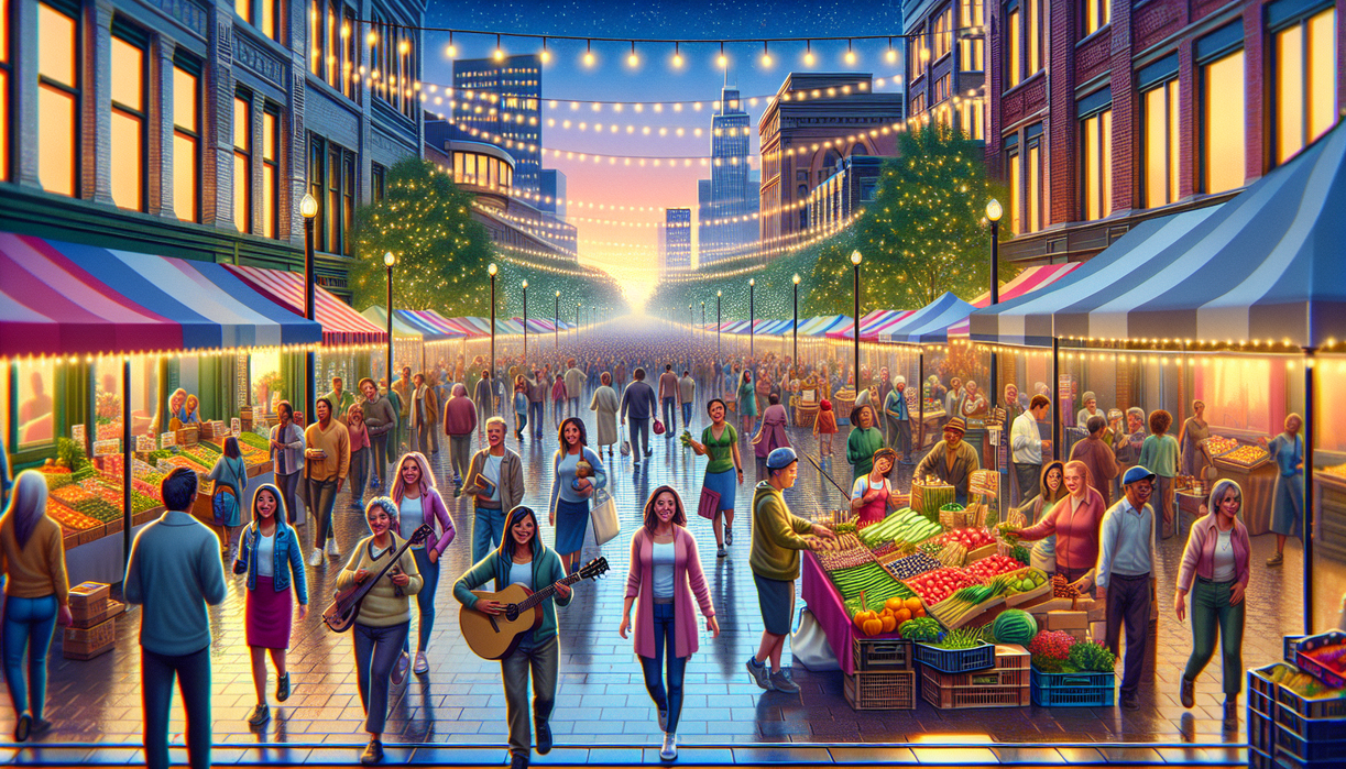 alt_text: Busy Thursday market with vibrant stalls, diverse crowd, and colorful displays of goods.