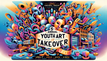 alt_text: Colorful poster promoting youthful creativity at First Friday art events.